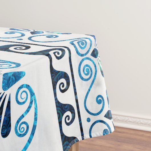 Luxury Greek Ornament Blue Gemstone en pearl Tafelkleed (Voorbeeld)