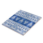 Luxury Greek Ornament Blue Gemstone en pearl Tegeltje (Zijkant)