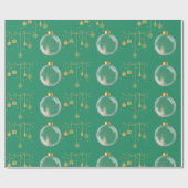 Luxury Green and Gold Bauble Christmas Cadeaupapier (Vlak)