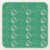 Luxury Green and Gold Bauble Christmas Kartonnen Onderzetters (Voorkant)
