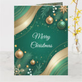 Luxury Green and Gold Christmas Card  Kaart (Gele Bloem)