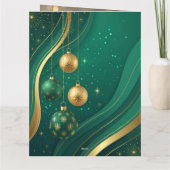 Luxury Green and Gold Christmas Card  Kaart (Achterkant)