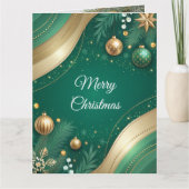 Luxury Green and Gold Christmas Card  Kaart (Voorkant)