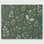 Luxury Green & Champagne Forest Gold Christmas Cadeaupapier (Vlak)
