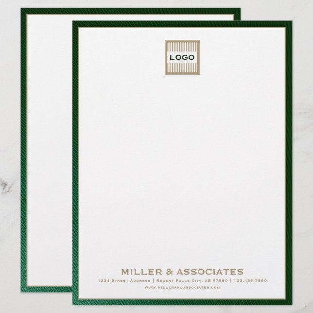Luxury Green en Gold Letterhead met Custom Logo Briefhoofd (Voorkant / Achterkant)