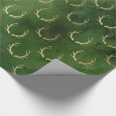 LUXURY GREEN GOLD CHRISTMAS Reindester Cadeaupapier (Hoek)