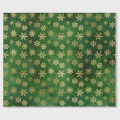 LUXURY GREEN GOLD CHRISTMAS SNOWFLAKE WRAPPING CADEAUPAPIER (Vlak)