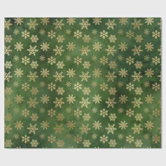 LUXURY GREEN GOLD CHRISTMAS SNOWFLAKE WRAPPING CADEAUPAPIER (Vlak)