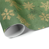 LUXURY GREEN GOLD CHRISTMAS SNOWFLAKE WRAPPING CADEAUPAPIER (Rol Hoek)