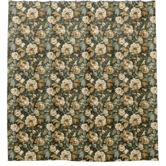 Luxury Green Gold Curtain Modern Botanical Style Douchegordijn (Voorkant)