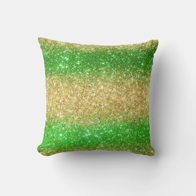 Luxury Green Gold Glitter Kussen (Voorkant)