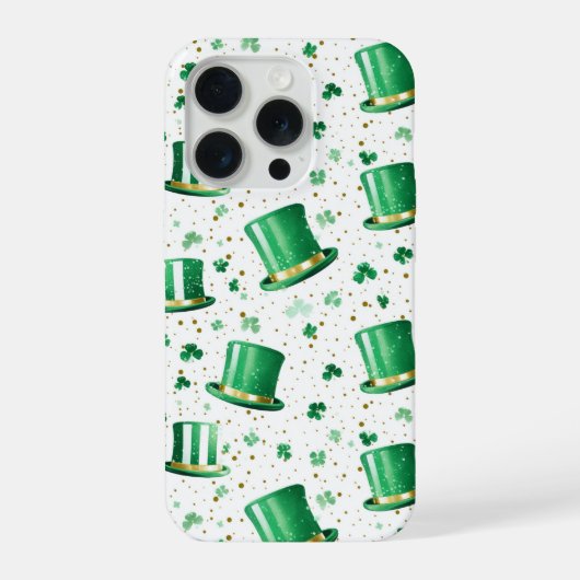 Luxury Green Gold Hats and Shamrocks White iPhone Hoesje (Achterkant)