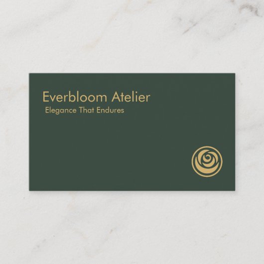 Luxury Green Gold Minimalist Timeless Designer Visitekaartje (Voorkant)