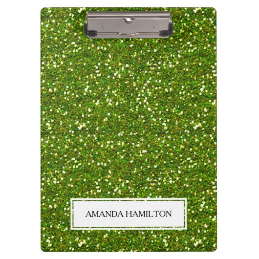 Luxury Green Greenery Glitter voeg jouw naam toe Klembord (Voorkant)