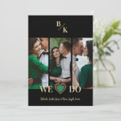 Luxury Green Heart Lace Gold Effect 3 Multi Photos Kaart (Staand voorkant)