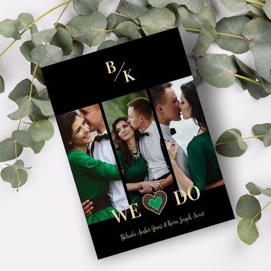 Luxury Green Heart Lace Gold Effect 3 Multi Photos Kaart