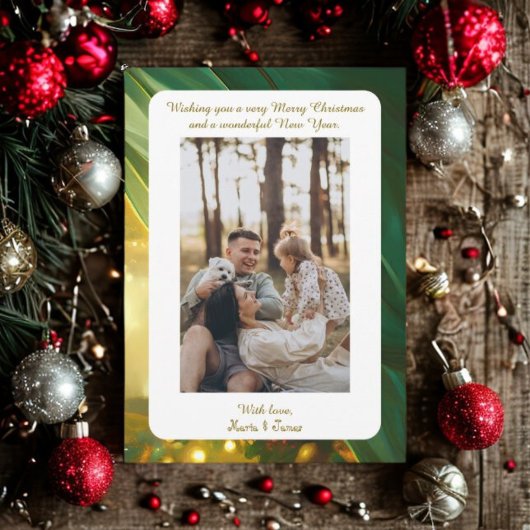 Luxury Green Plaid Portrait Photo Christmas Card Feestdagenkaart