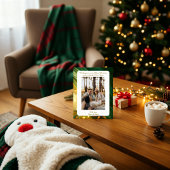 Luxury Green Plaid Portrait Photo Christmas Card Feestdagenkaart