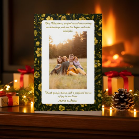 Luxury Green Plaid Portrait Photo Christmas Feestdagenkaart