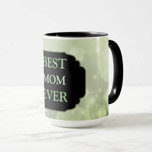 Luxury Green Sparkly "Best Mam Ever"-ontwerp Mok (Voorkant rechts)