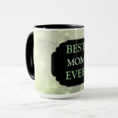 Luxury Green Sparkly "Best Mam Ever"-ontwerp Mok (Voorkant links)
