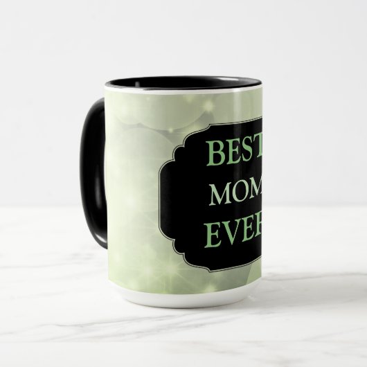 Luxury Green Sparkly "Best Mam Ever"-ontwerp Mok (Voorkant links)