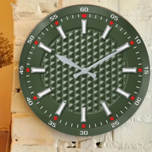 Luxury Green Textured Modern Forest Green Grote Klok