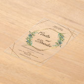 Luxury Greenery Berry Geometric Gold Wedding  Acryl Uitnodigingen (Laagn)