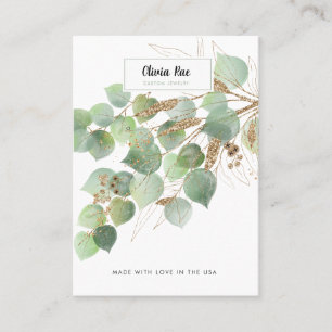 Luxury Greenery Gold Leaf Jewelry Display Kaart Visitekaartje