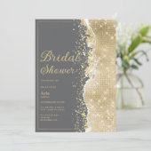 Luxury grey gold glitter classy Bridal Shower Kaart (Staand voorkant)