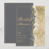 Luxury grey gold glitter classy Bridal Shower Kaart (Voorkant / Achterkant)
