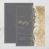 Luxury grey gold glitter classy RSVP  Kaart (Voorkant / Achterkant)