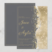 Luxury grey gold glitter classy Wedding Kaart (Voorkant / Achterkant)
