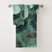 LUXURY GROEN FLORAL HAMPTON TOWEL SET BAD HANDDOEK (Insitu)