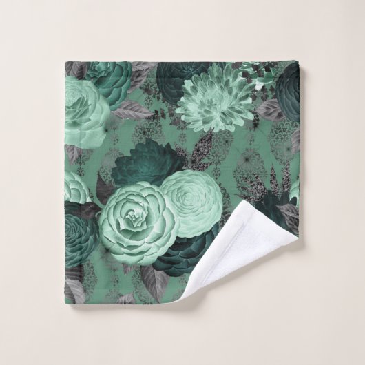 LUXURY GROEN FLORAL HAMPTON TOWEL SET BAD HANDDOEK (Wasdoekje)