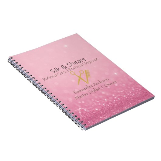 Luxury Hair Studio | Roze Glitters en Gouden Logo  Notitieboek (Rechterzijde)