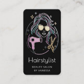 Luxury Hairstylist Beauty Salon QR Code Black Visitekaartje (Voorkant)