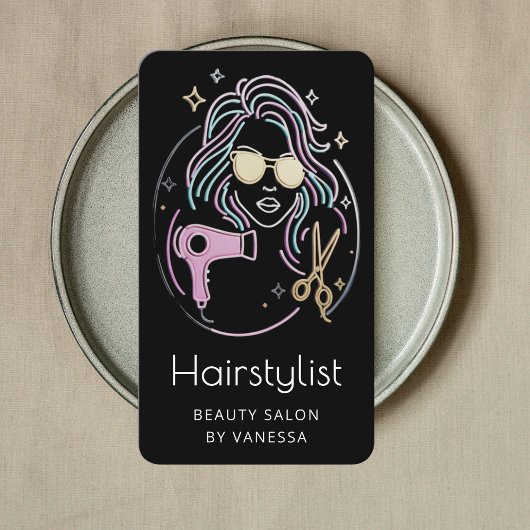 Luxury Hairstylist Beauty Salon QR Code Black Visitekaartje