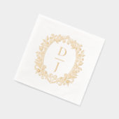 Luxury Hand Drawn Floral Vine Crest Monogram Folie Servetten (Links)