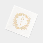 Luxury Hand Drawn Floral Vine Crest Monogram  Folie Servetten (Links)