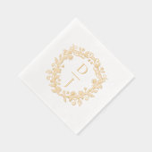 Luxury Hand Drawn Floral Vine Crest Monogram  Folie Servetten (Rechts)