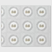 Luxury Happy Silver 25th Jubileum Cadeaupapier (Vlak)