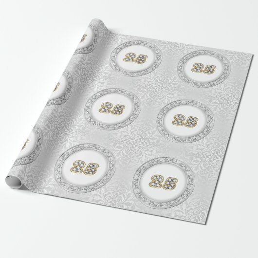 Luxury Happy Silver 25th Jubileum Cadeaupapier (Uitgerold)