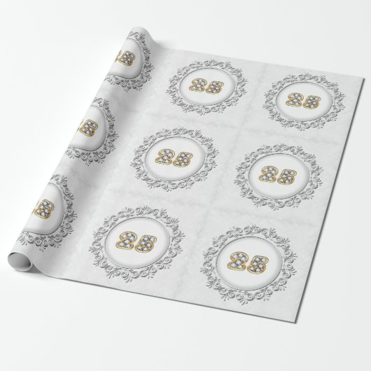 Luxury Happy Silver 25th Jubileum Cadeaupapier (Uitgerold)