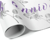 Luxury Happy Silver 25th Jubileum Floral Cadeaupapier (Rol Hoek)