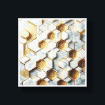 Luxury Hexagonal Marble & Gold Mosaic - Modern Geo Canvas Afdruk<br><div class="desc">A sophisticated geometric abstract featuring a seamless blend of white Carrara marble and radiant gold hexagonal tiles. The 3D depth and intricate floral patterns etched into the gold create a high-end architectural feel. Ideal for luxury bathroom decor,  modern kitchen backsplashes,  or as an elegant statement piece in minimalist interiors.</div>