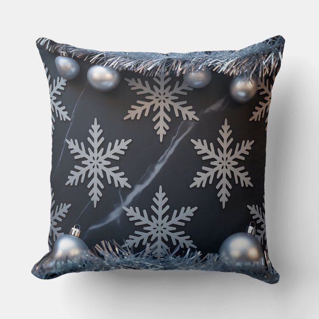 Luxury Holiday Pillow – Snowflake Design Kussen (Voorkant)