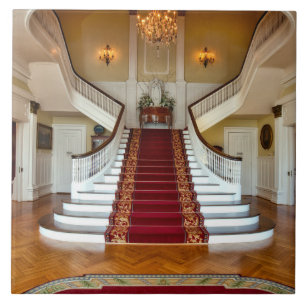 Luxury Home Red Carpet Stairs Chandelier Tile Tegeltje