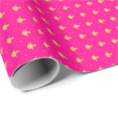 Luxury Hot Pink en Gold Girly Damask Pattern Cadeaupapier (Rol Hoek)