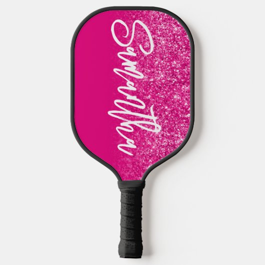 Luxury Hot Pink Glitter Ombre - Aangepast Pickleball Paddle (Achterkant)